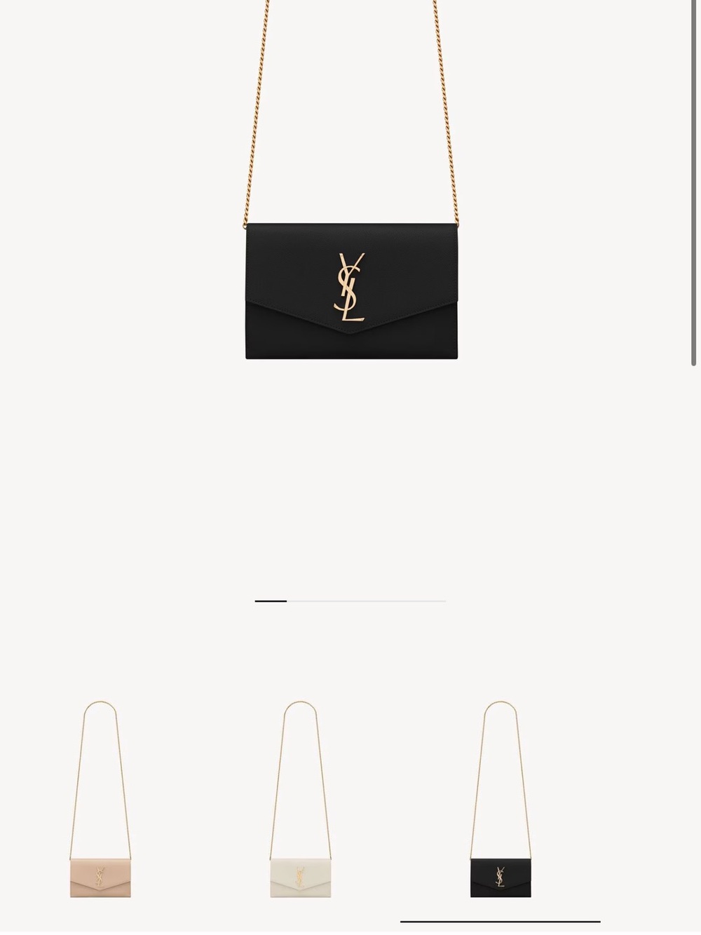 Yves Saint Laurent Uptown Black Wallet on Chain - Black & Gold - Picture 1 of 3